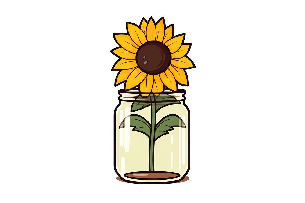 Sunflower jar plant white background. AI generated Image by rawpixel.