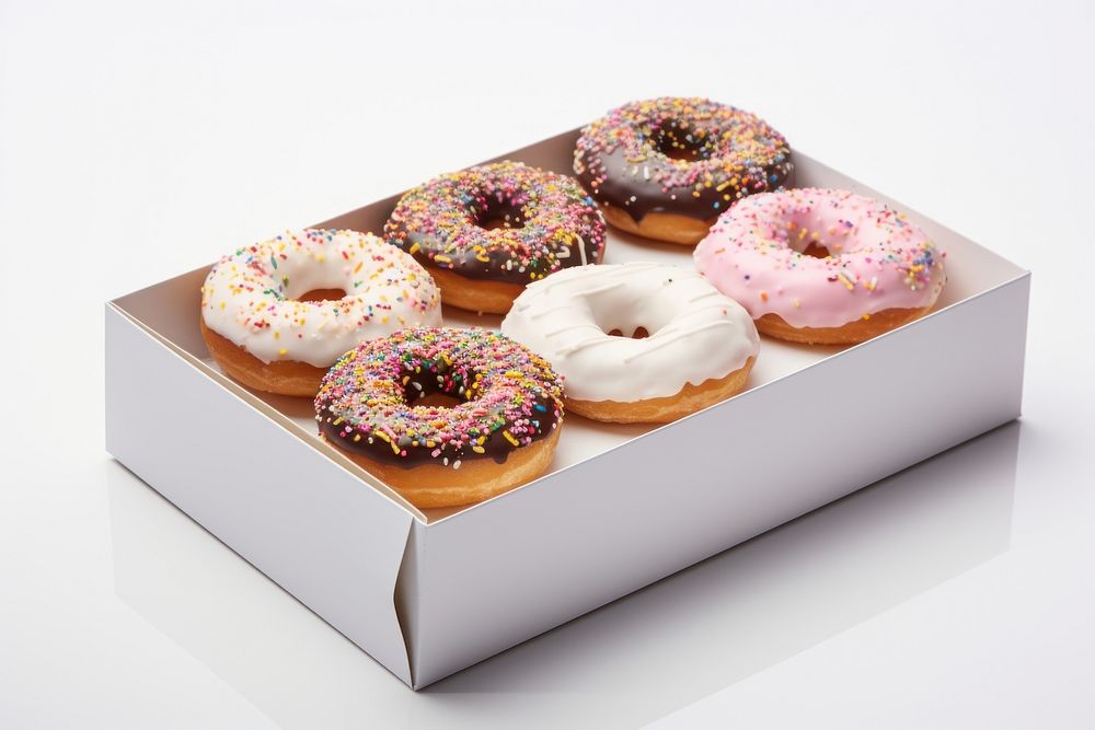 Donut food box white background. AI generated Image by rawpixel.