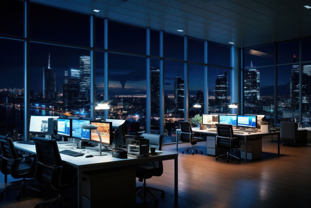 Lighting office architecture cityscape. AI generated Image by rawpixel.