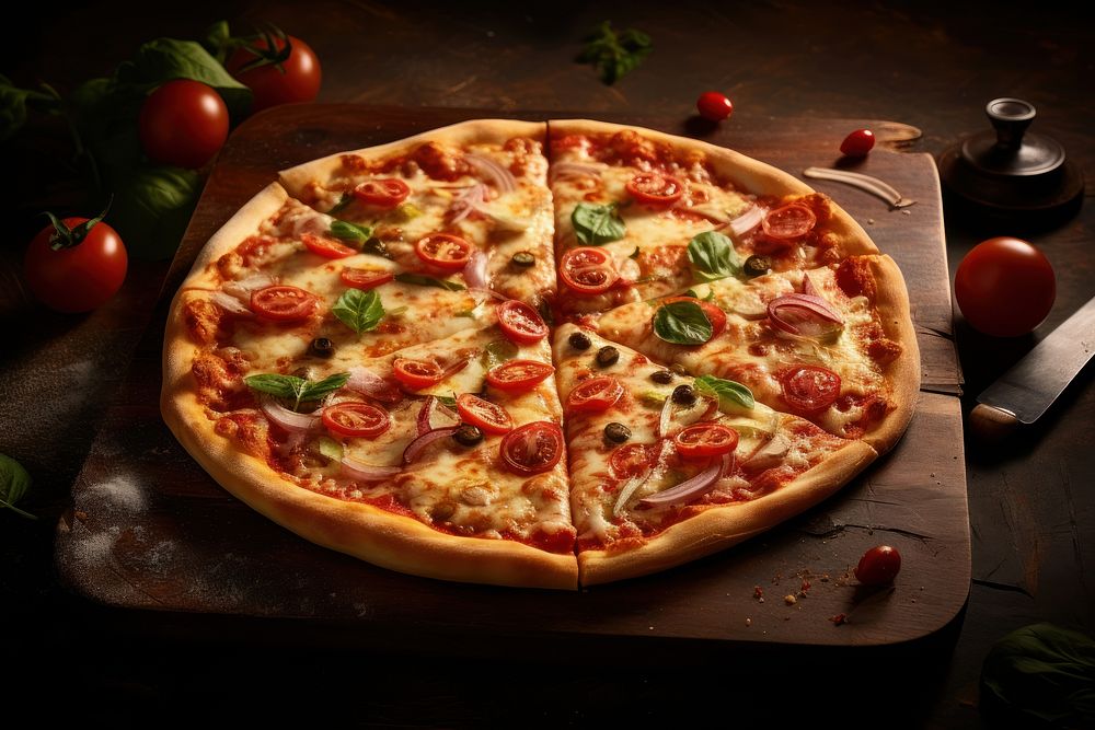 Italian authentic pizza food mozzarella pepperoni. AI generated Image by rawpixel.