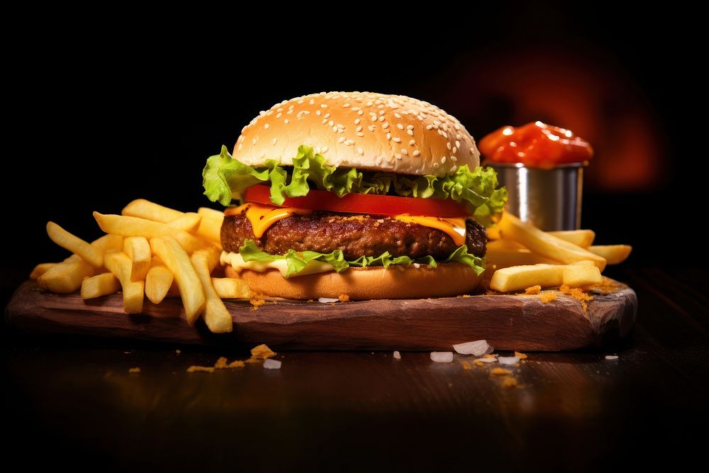 Ketchup burger food restaurant. AI generated Image by rawpixel.