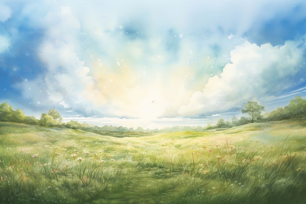 A grass landscape grassland outdoors painting