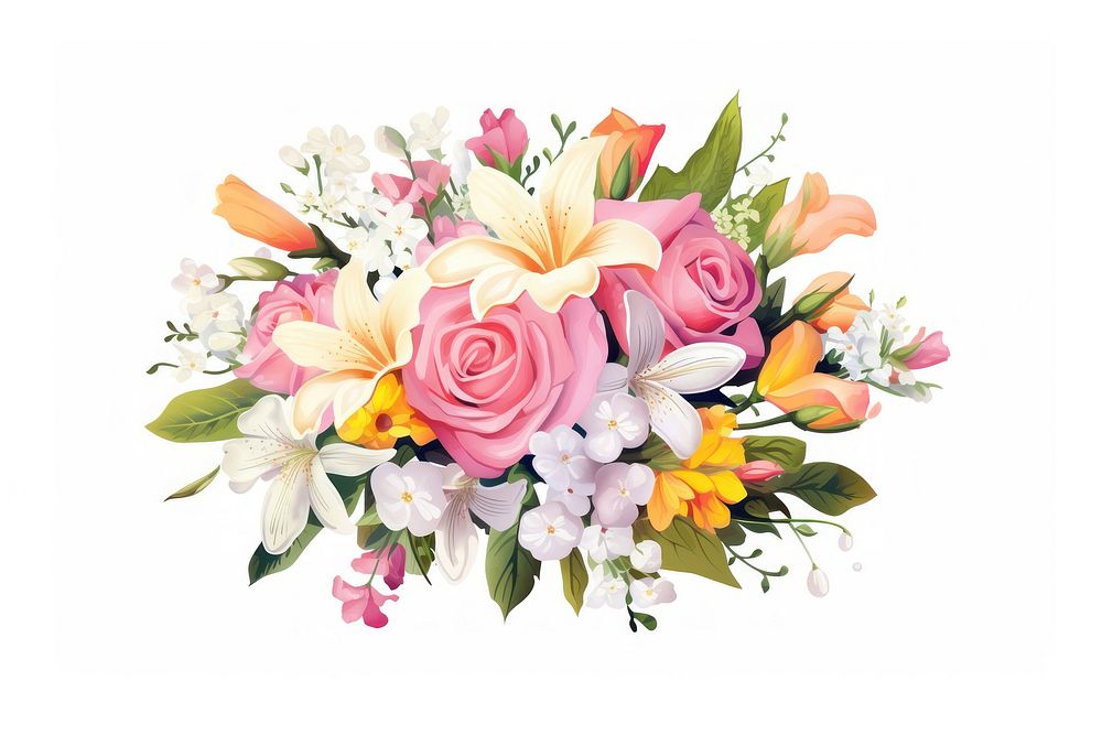 Spring flower bouquet plant rose white background. AI generated Image by rawpixel.