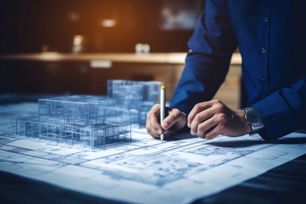 Architect Engineer Design Working blueprint planning working. AI generated Image by rawpixel.