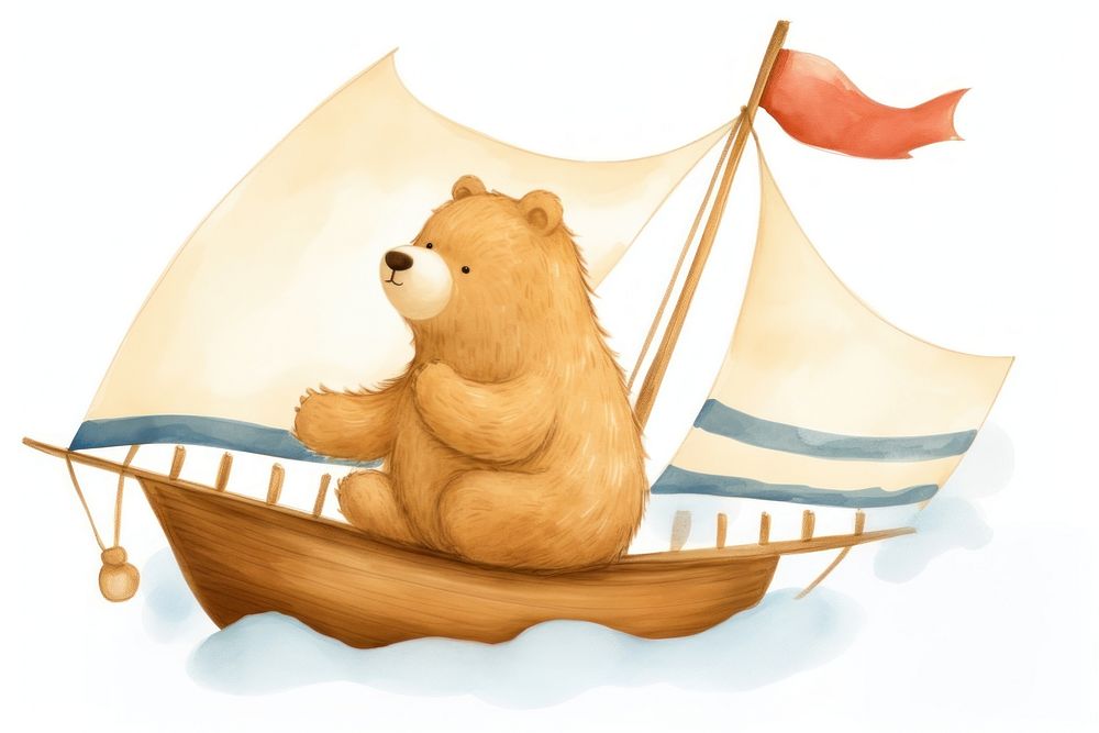 Bear sailing sailboat vehicle mammal. AI generated Image by rawpixel.