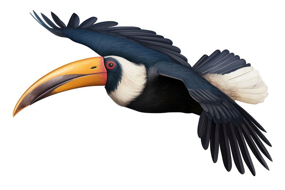 Hornbill toucan animal flying. AI generated Image by rawpixel.