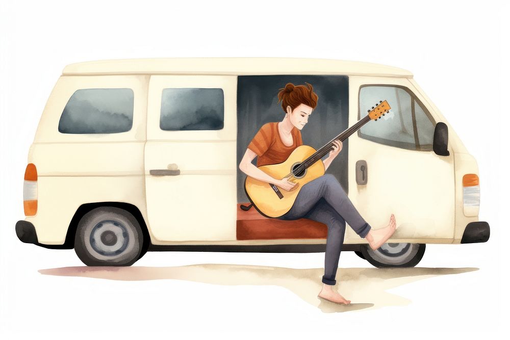 Guitar van musician vehicle. 