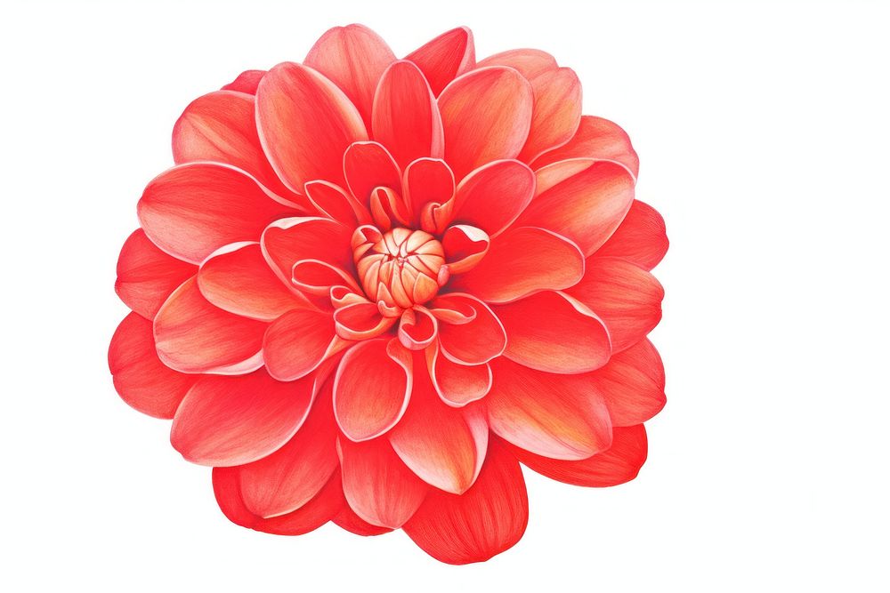 Red flower dahlia plant white background. AI generated Image by rawpixel.