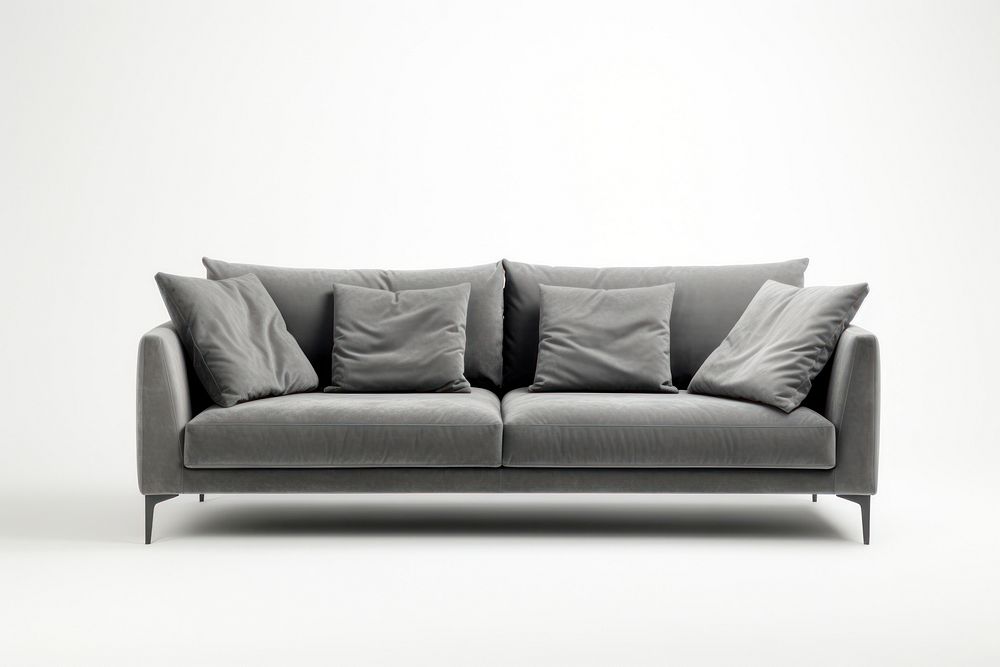 Gray sofa modern furniture cushion pillow. AI generated Image by rawpixel.