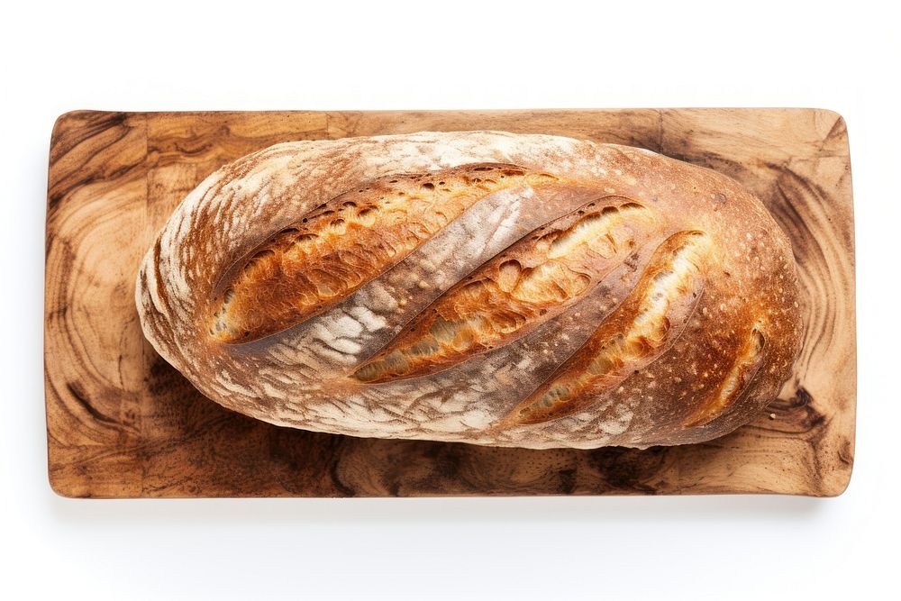 Bread food wood white background. AI generated Image by rawpixel.