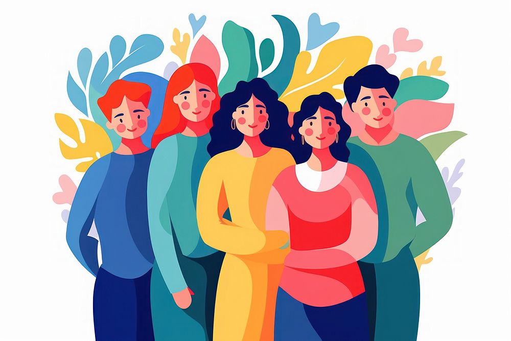 Togetherness friendship cartoon drawing. AI generated Image by rawpixel.
