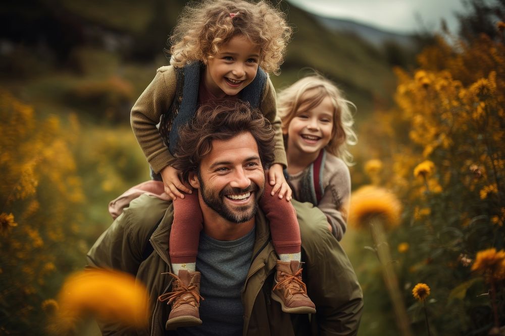 Happy parents laughing outdoors portrait. 