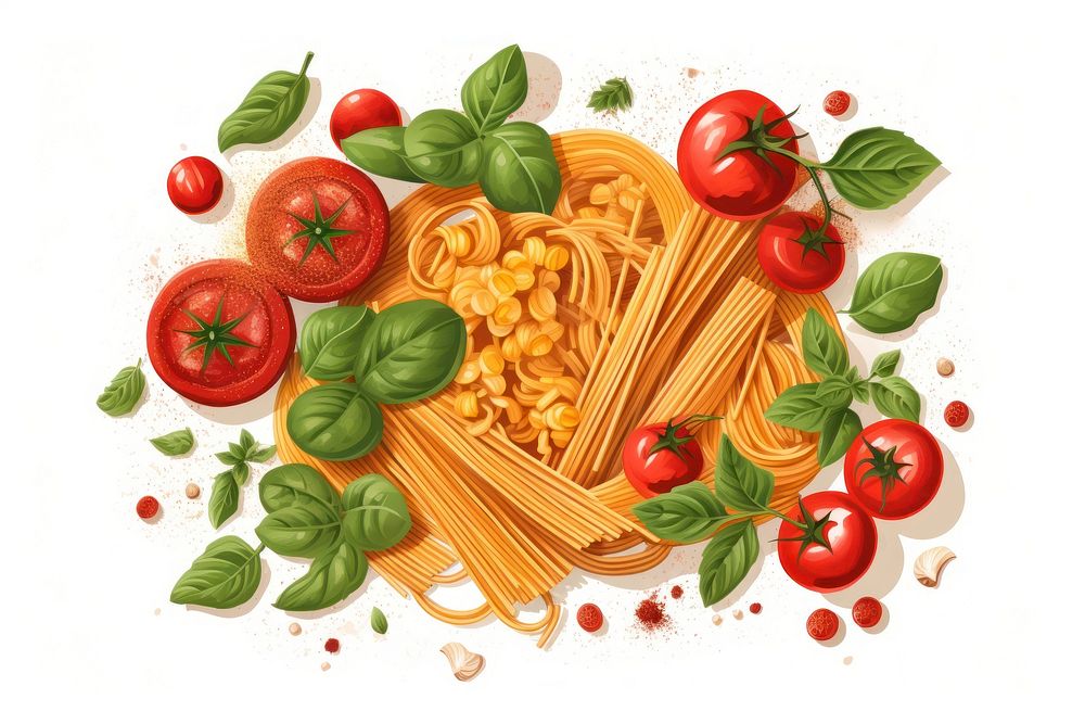 Spaghetti recipe pasta food ingredient. AI generated Image by rawpixel.