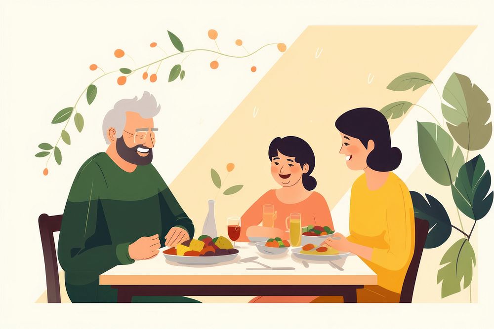 Family enjoying dinner adult table. AI generated Image by rawpixel.