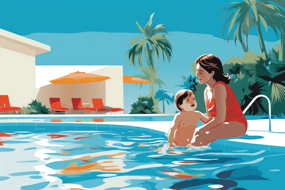 Swimming resort holiday summer. AI generated Image by rawpixel.