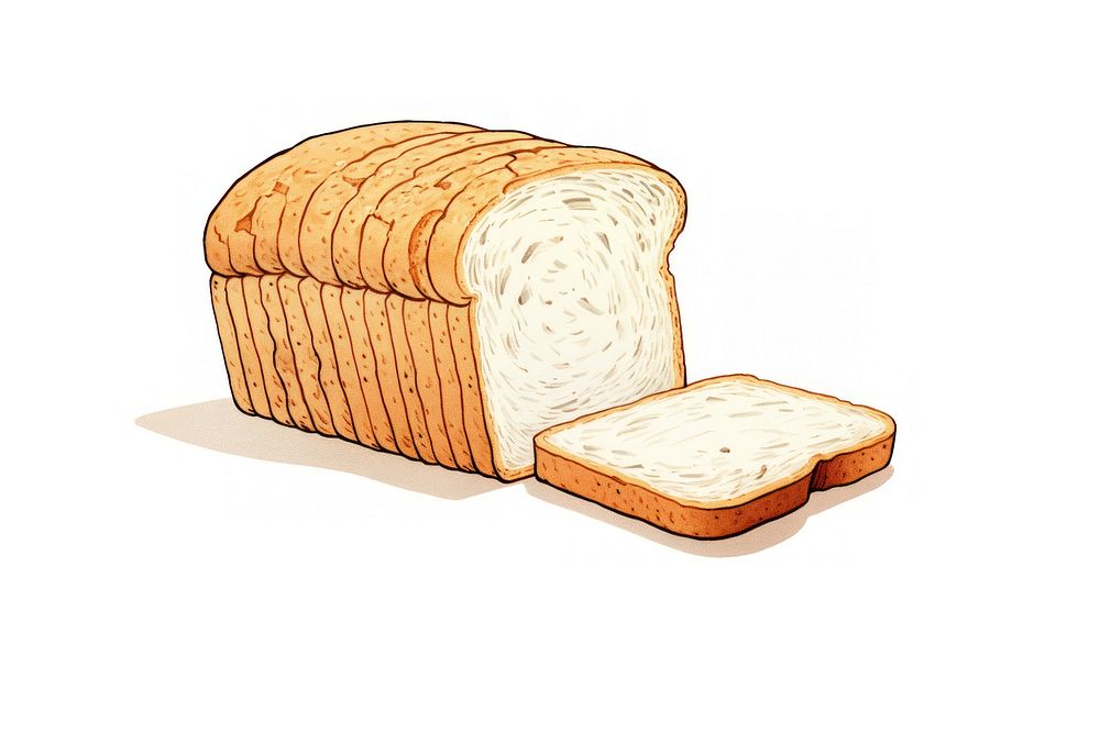 Baked milk bread sliced food white background. AI generated Image by rawpixel.