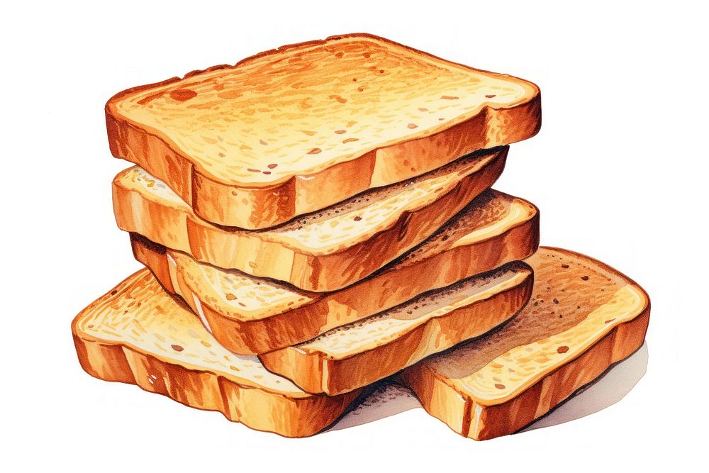 Sliced roasted toasts bread dessert food white background. AI generated Image by rawpixel.