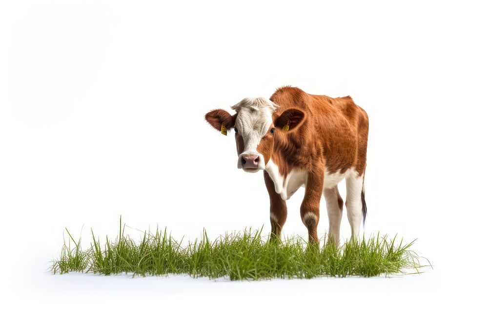 Cow grazing grass livestock mammal animal. AI generated Image by rawpixel.