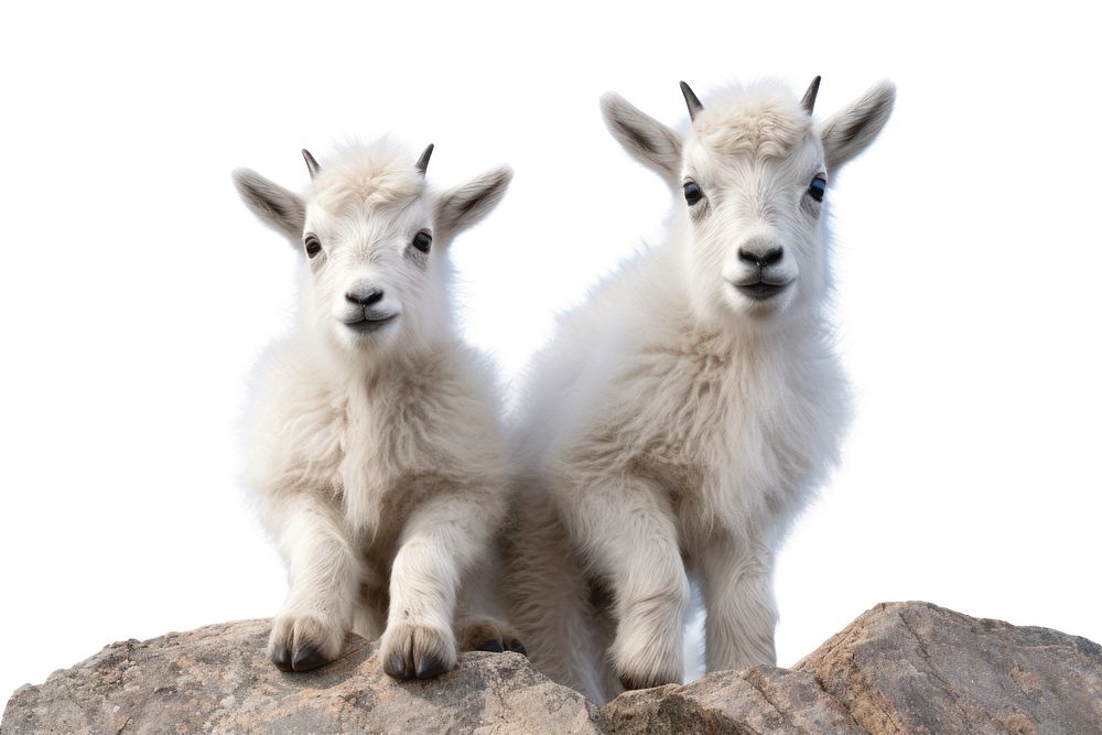 Baby mountain goats livestock wildlife animal. AI generated Image by rawpixel.