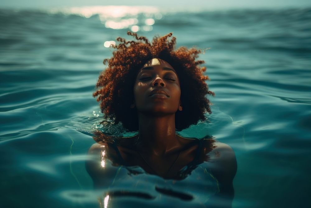 Swimming portrait outdoors summer. 