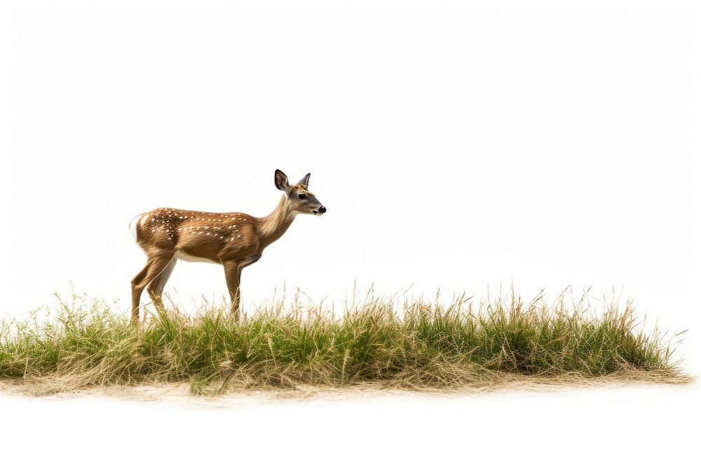 Deer grazing grass wildlife animal mammal. AI generated Image by rawpixel.