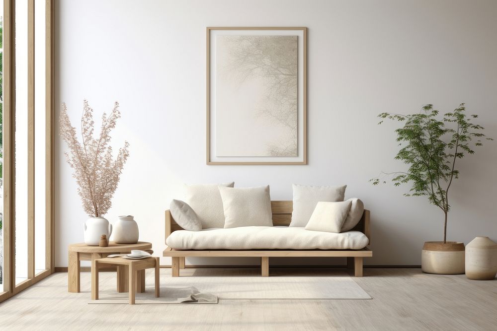 Japandi living room, home interior. AI generated Image by rawpixel.