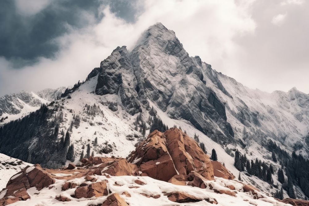 Mountain nature snow landscape. AI generated Image by rawpixel.