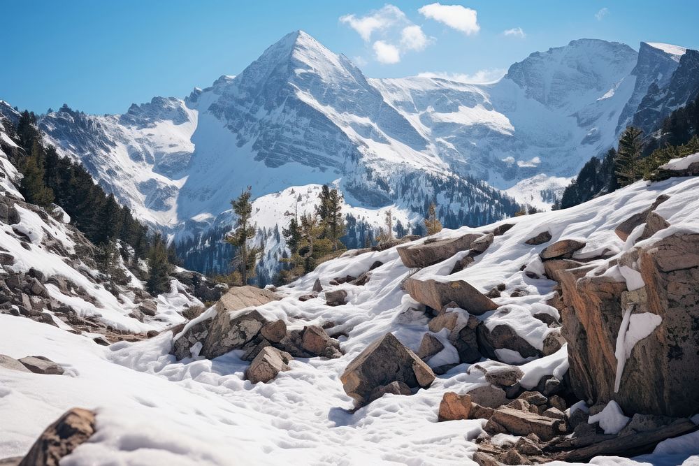 Mountain nature snow wilderness. AI generated Image by rawpixel.
