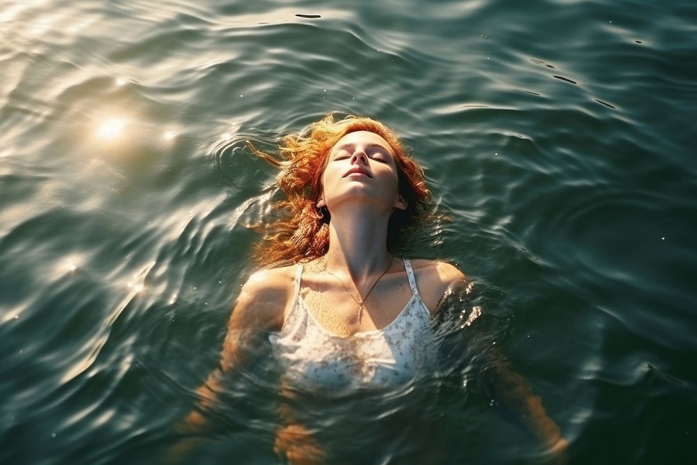 Swimming portrait outdoors summer. AI generated Image by rawpixel.