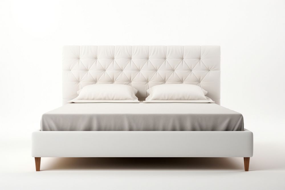 Upholstered bed frame furniture mattress bedroom. AI generated Image by rawpixel.