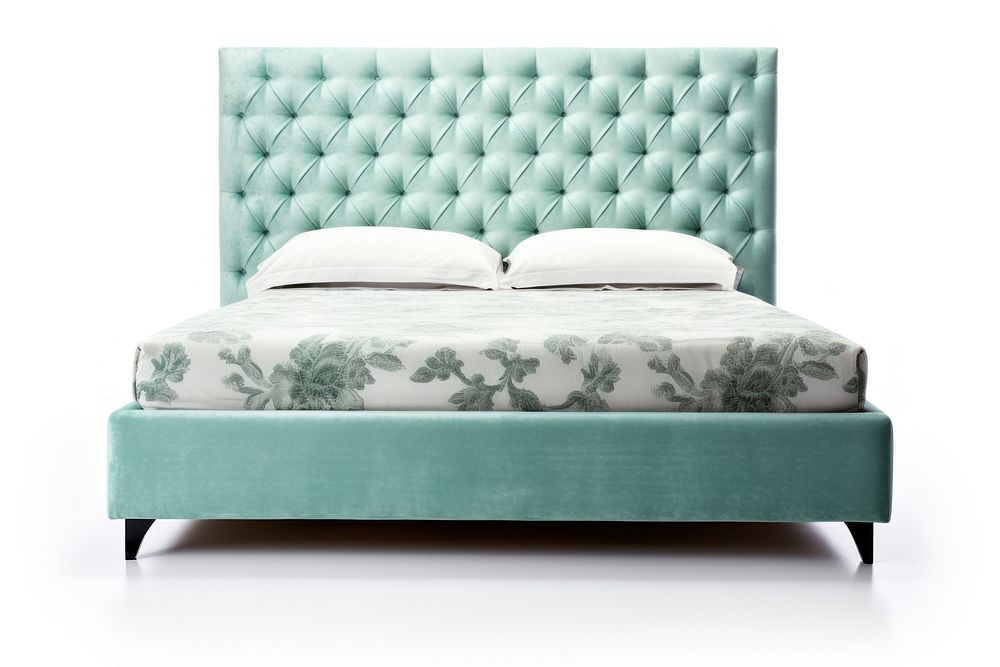 Upholstered bed frame furniture mattress bedroom. AI generated Image by rawpixel.