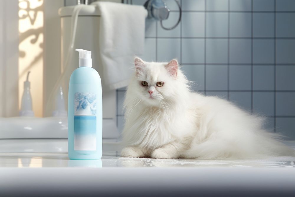 Bottle pet bathroom mammal. AI generated Image by rawpixel.