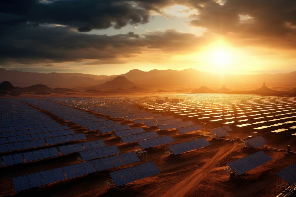 Solar power plant outdoors nature sky. AI generated Image by rawpixel.