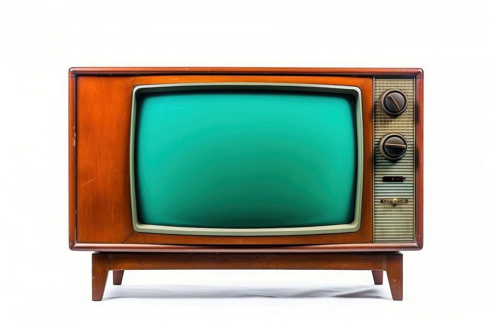 Retro Style old television screen white background broadcasting. AI generated Image by rawpixel.
