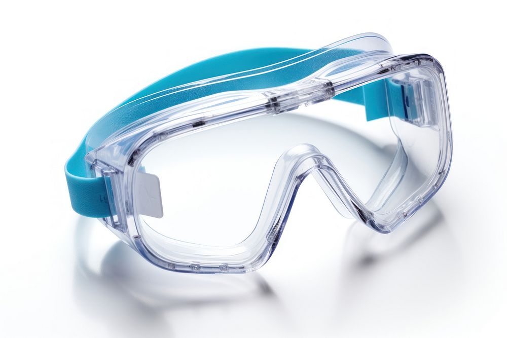 Transparent goggles white background accessories. 