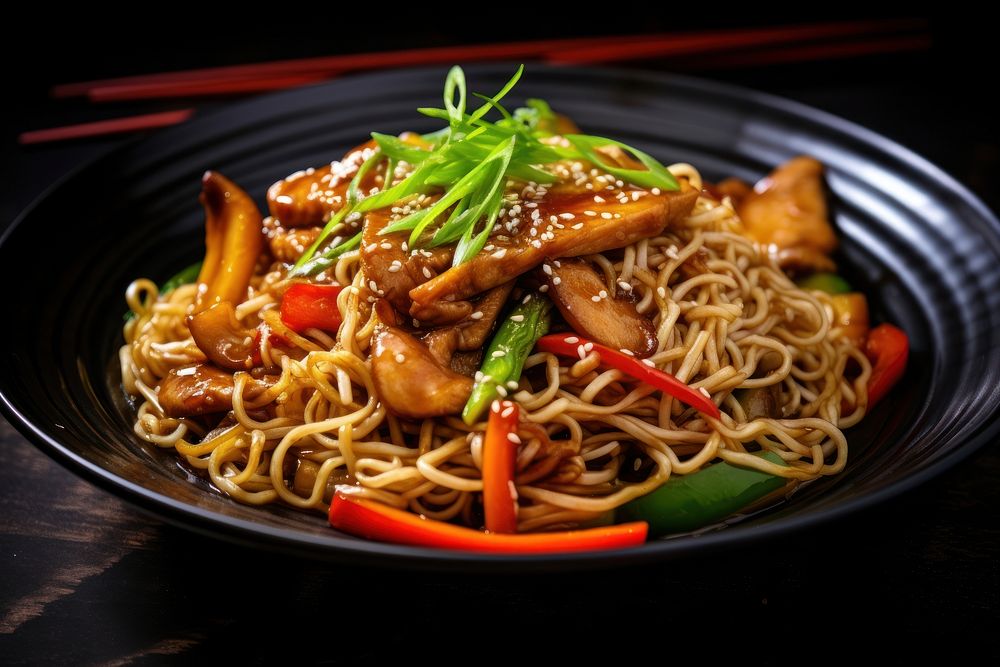 Noodle food vegetable plate. AI generated Image by rawpixel.