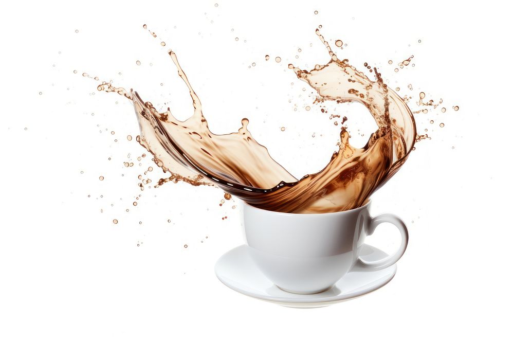 White mug coffee splashing saucer. AI generated Image by rawpixel.