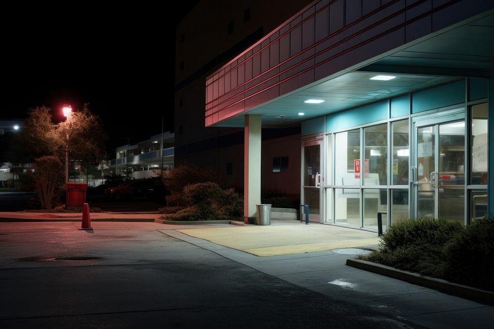 Emergency room night architecture outdoors. AI generated Image by rawpixel.