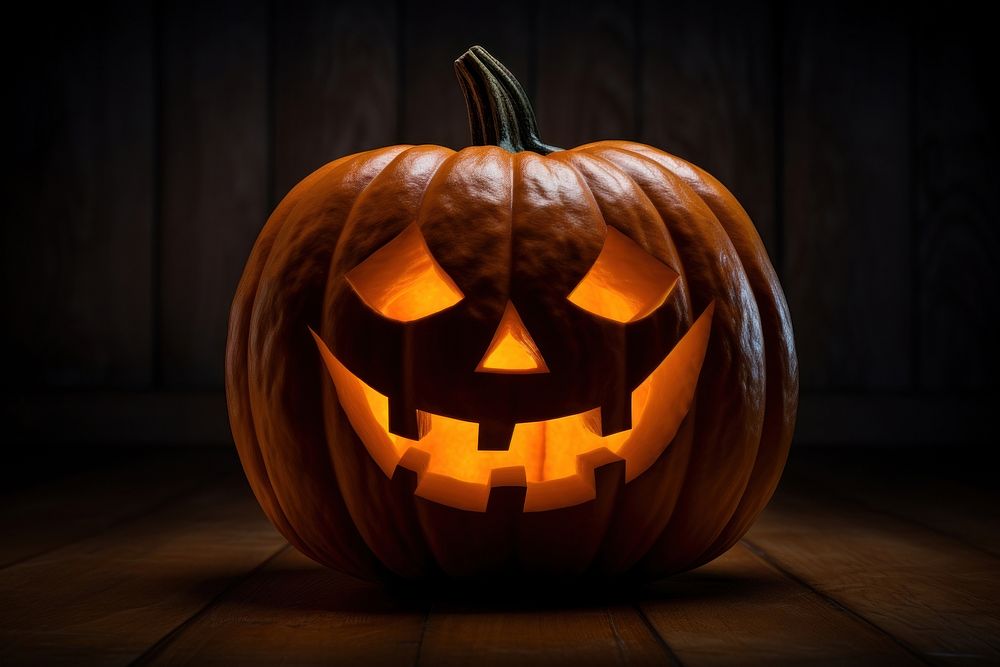 Jack-o-lantern halloween glowing anthropomorphic. AI generated Image by rawpixel.