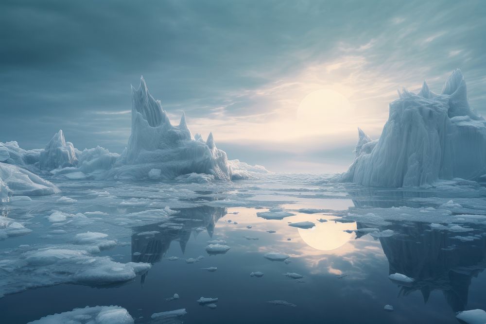 Frozen lake ice landscape mountain. AI generated Image by rawpixel.