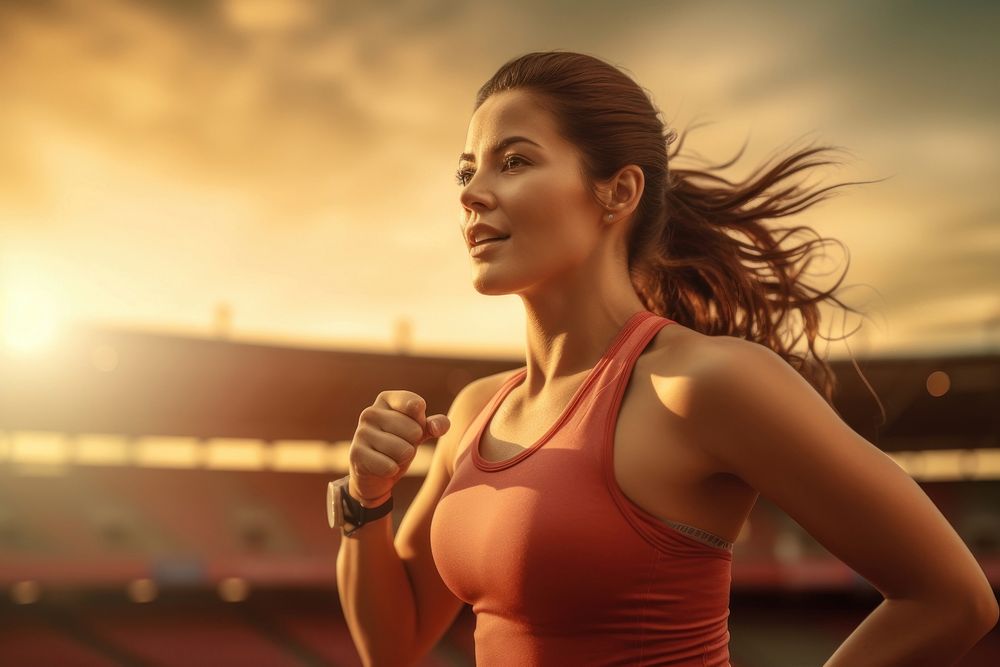 Running portrait outdoors jogging. AI generated Image by rawpixel.