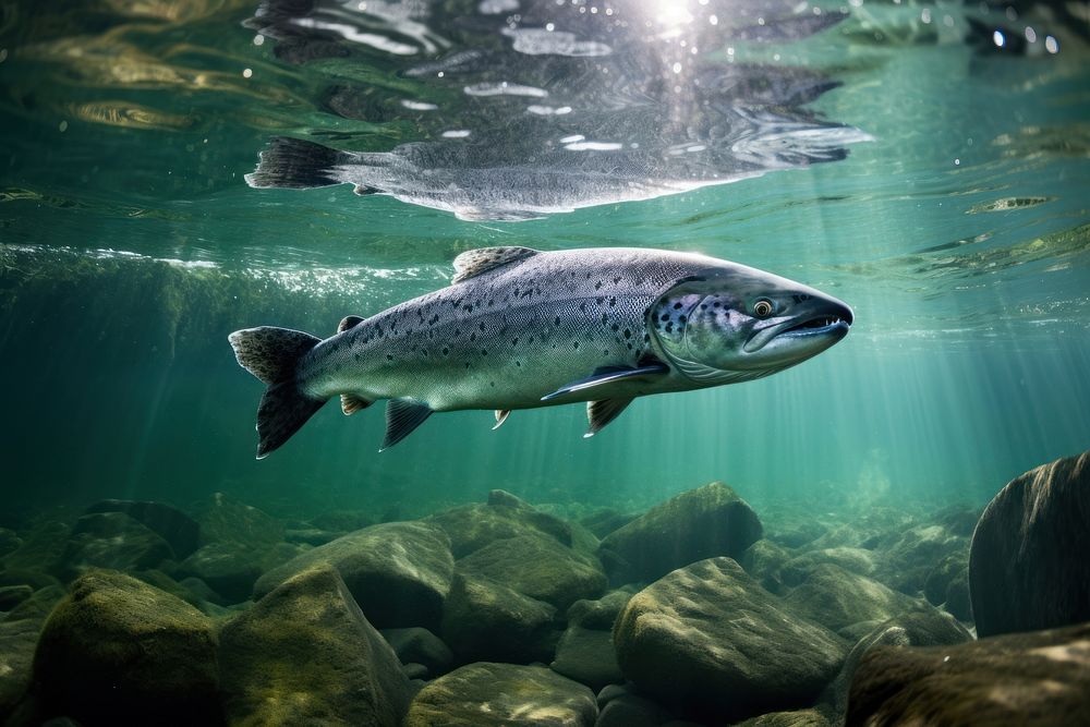 Salmon outdoors animal nature. AI generated Image by rawpixel.