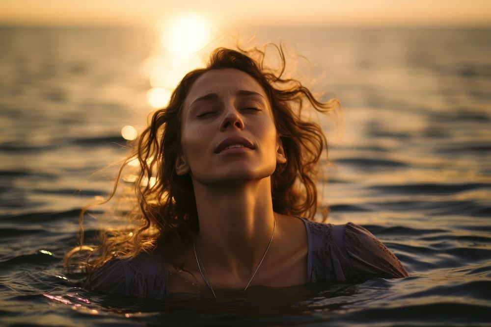 Portrait swimming outdoors summer. AI generated Image by rawpixel.