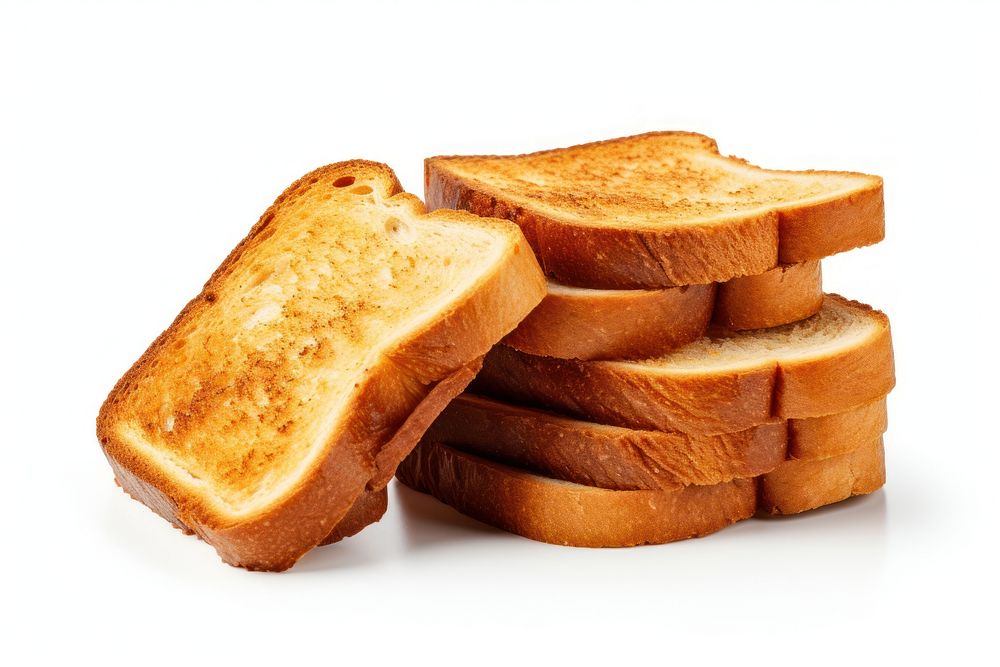 Sliced roasted toasts bread food white background breakfast. AI generated Image by rawpixel.