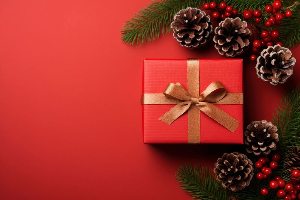 Christmas gift box red celebration decoration. AI generated Image by rawpixel.
