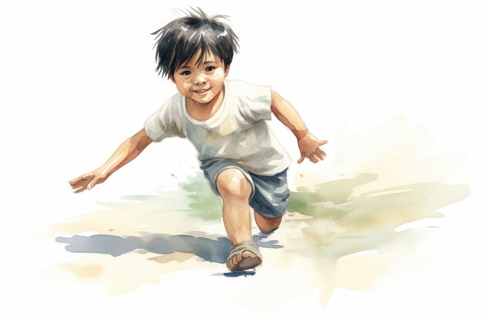 Asian kid portrait drawing sketch. AI generated Image by rawpixel.