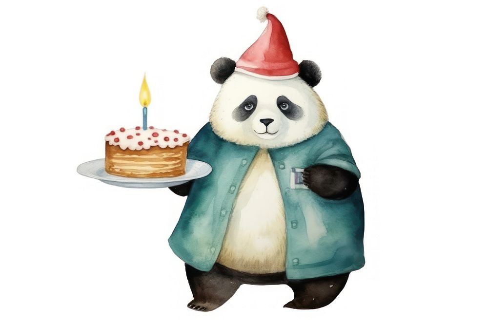 Party individual panda holding cake dessert representation anniversary. AI generated Image by rawpixel.