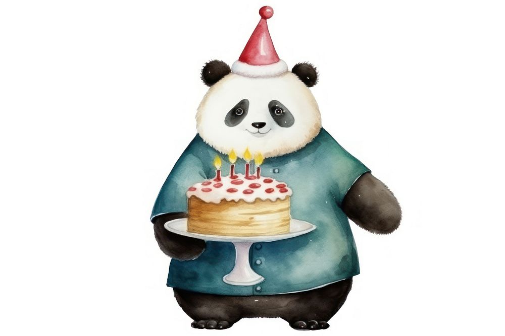 Party individual panda holding cake dessert food representation. AI generated Image by rawpixel.