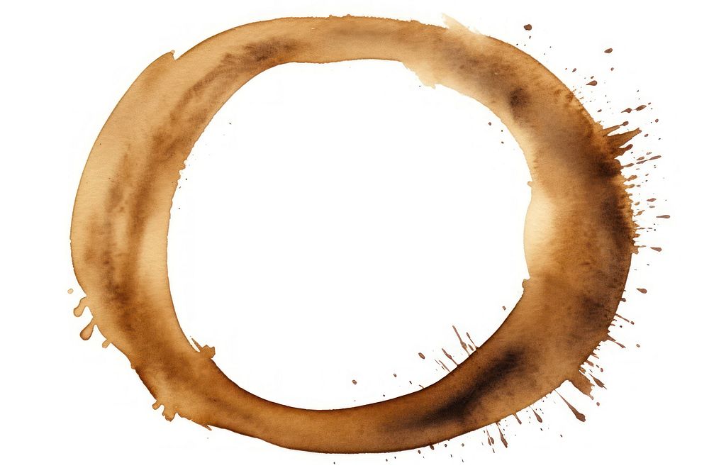 Coffee stain circle brown white background. 