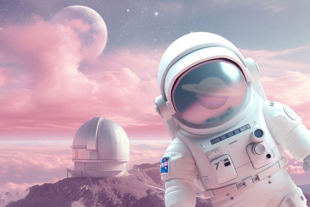 Astronaut in pastel space fantasy remix